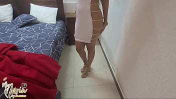 I go to a swinger club and my husband gets horny when he sees that I put on a beautiful dress for him and he fucks me